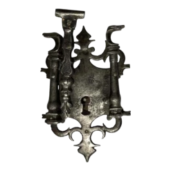 17th Century Spanish Baroque Iron Lock Box And Escutcheon