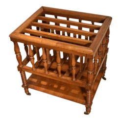 1840s Antique English Baluster And Ring Turned Canterbury