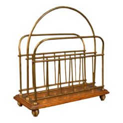 1880s Antique Victorian English Oak Newspaper Rack