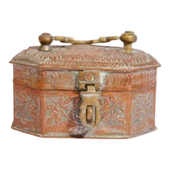1900s Handcrafted Antique Tinned Copper Metal Betel Box, India