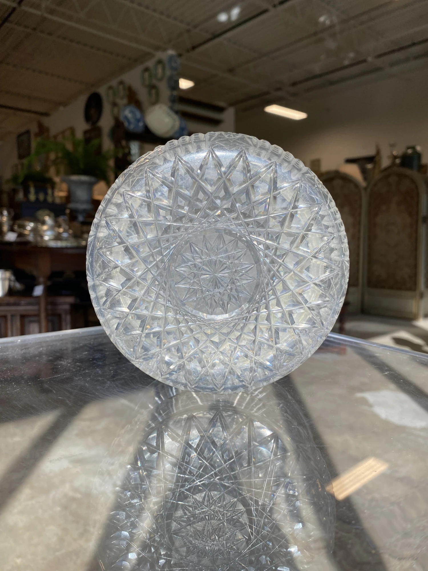 1920s Antique French Cut Crystal Hinged Dresser Box 5 1920s Antique French Cut Crystal Hinged Dresser Box - Image 3