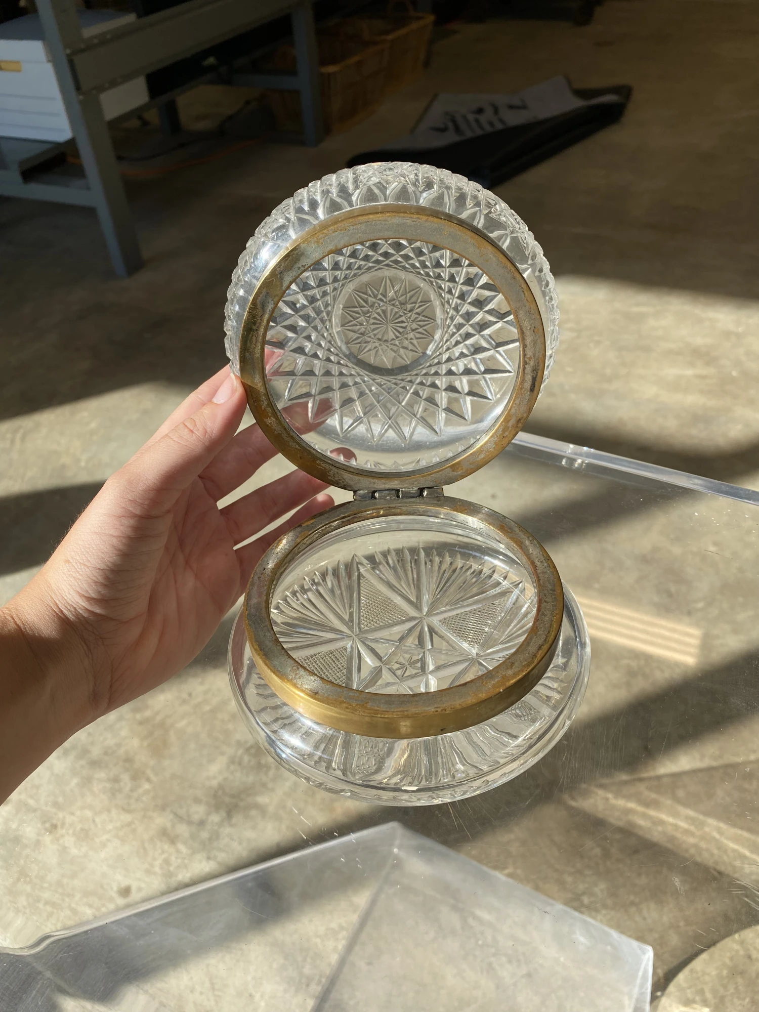 1920s Antique French Cut Crystal Hinged Dresser Box 9 1920s Antique French Cut Crystal Hinged Dresser Box - Image 7