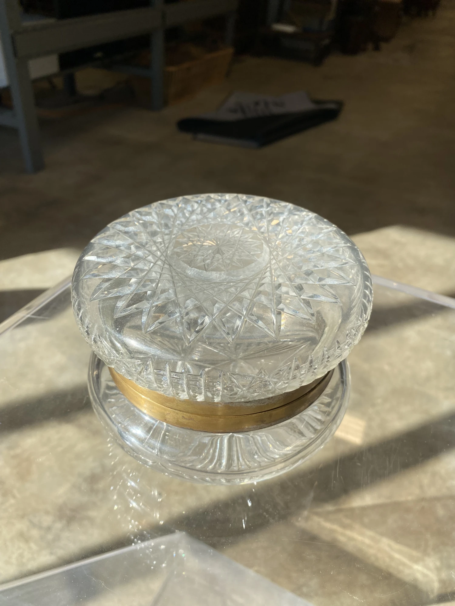 1920s Antique French Cut Crystal Hinged Dresser Box 8 1920s Antique French Cut Crystal Hinged Dresser Box - Image 6