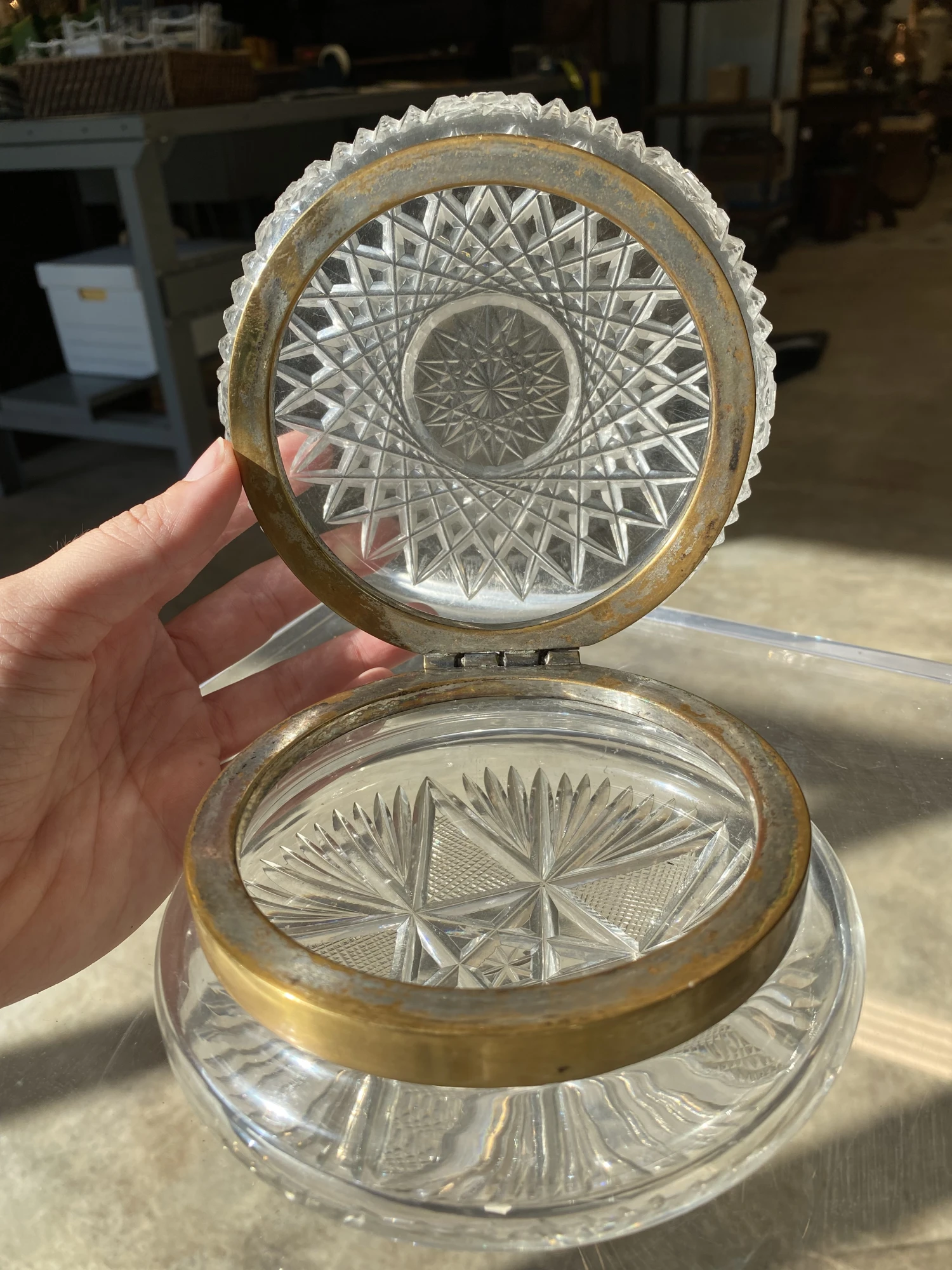 1920s Antique French Cut Crystal Hinged Dresser Box 12 1920s Antique French Cut Crystal Hinged Dresser Box - Image 10