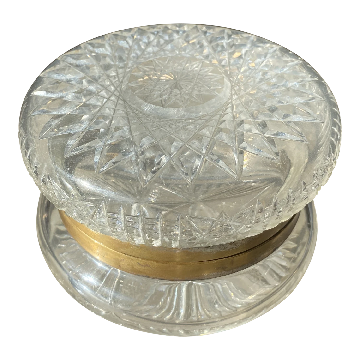 1920s Antique French Cut Crystal Hinged Dresser Box 3 1920s Antique French Cut Crystal Hinged Dresser Box