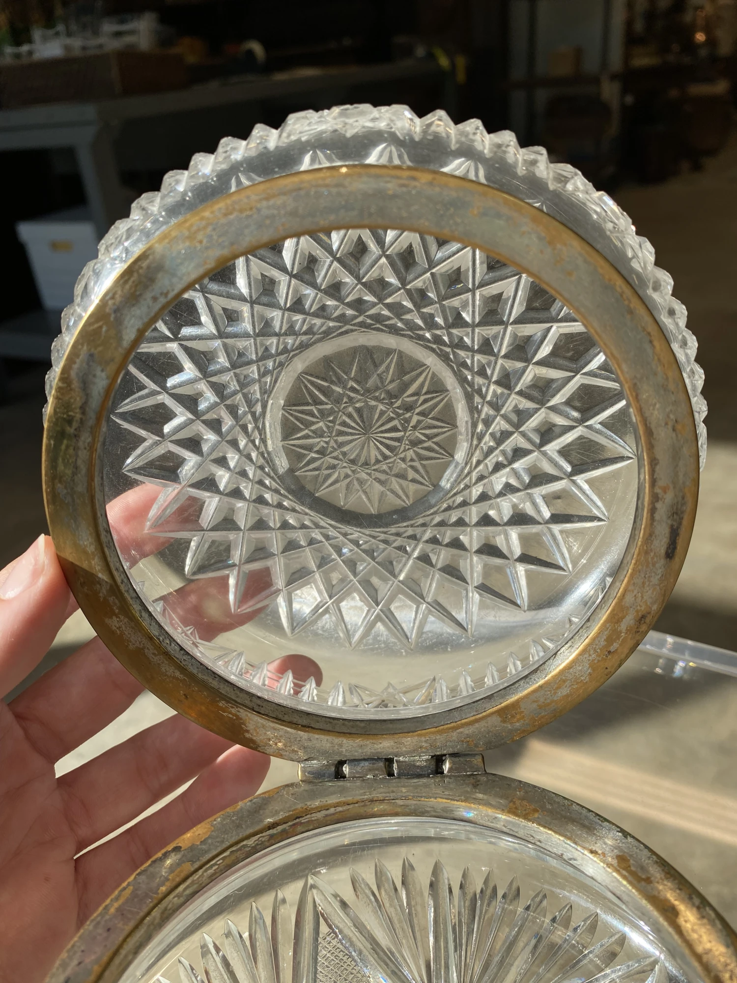 1920s Antique French Cut Crystal Hinged Dresser Box 11 1920s Antique French Cut Crystal Hinged Dresser Box - Image 9