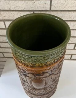 1920s Antique Weller Art Pottery Umbrella Stand In Green & Brown -CHAIRISH Shop 1920s antique weller art pottery umbrella stand in green and brown 2632