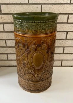 1920s Antique Weller Art Pottery Umbrella Stand In Green & Brown -CHAIRISH Shop 1920s antique weller art pottery umbrella stand in green and brown 5388