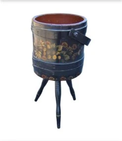 1920s Hand-Crafted, Painted And Decorated Tripod Firkin Or Sewing Bucket -CHAIRISH Shop 1920s hand crafted painted and decorated tripod firkin or sewing bucket 7775