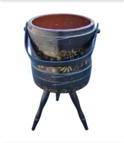 1920s Hand-Crafted, Painted And Decorated Tripod Firkin Or Sewing Bucket -CHAIRISH Shop 1920s hand crafted painted and decorated tripod firkin or sewing bucket 8517