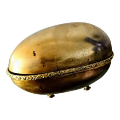 1940s Brass Egg Trinket Box Trimmed With Ormolu