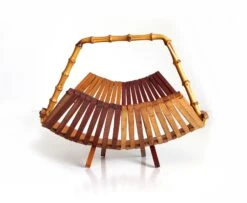1940s Japanese Folding Basket With Bamboo Handle -CHAIRISH Shop 1940s japanese folding basket with bamboo handle 2478
