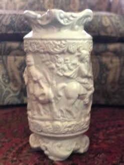 1940s White Glazed Ceramic Large Vessel, Vase Or Umbrella Stand With Romantic Scenes In Relief -CHAIRISH Shop 1940s white glazed ceramic large vessel vase or umbrella stand with romantic scenes in relief 6506