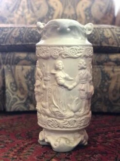 1940s White Glazed Ceramic Large Vessel, Vase Or Umbrella Stand With Romantic Scenes In Relief -CHAIRISH Shop 1940s white glazed ceramic large vessel vase or umbrella stand with romantic scenes in relief 9171