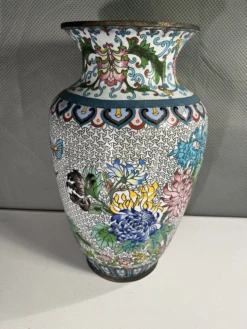 1950s Large Floral Cloisonné Vase Or Umbrella Stand -CHAIRISH Shop 1950s large floral cloisonne vase or umbrella stand 5545