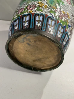 1950s Large Floral Cloisonné Vase Or Umbrella Stand -CHAIRISH Shop 1950s large floral cloisonne vase or umbrella stand 6451