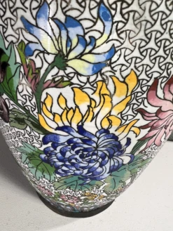 1950s Large Floral Cloisonné Vase Or Umbrella Stand -CHAIRISH Shop 1950s large floral cloisonne vase or umbrella stand 9621