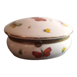 1950s Porcelain Butterfly Hinged Oval Trinket Holder