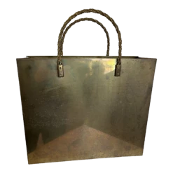 1960s Gio Ponti Style Brass Magazine Rack Or Waste Paper Basket