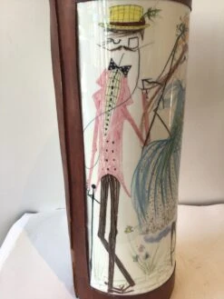 1960s Italian Quadrifoglio Hand Painted Ceramic And Leather Umbrella Stand/Vase -CHAIRISH Shop 1960s italian quadrifoglio hand painted ceramic and leather umbrella standvase 1126
