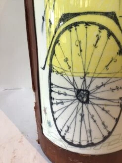 1960s Italian Quadrifoglio Hand Painted Ceramic And Leather Umbrella Stand/Vase -CHAIRISH Shop 1960s italian quadrifoglio hand painted ceramic and leather umbrella standvase 2542