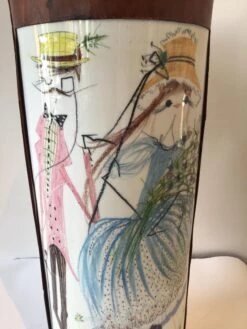 1960s Italian Quadrifoglio Hand Painted Ceramic And Leather Umbrella Stand/Vase -CHAIRISH Shop 1960s italian quadrifoglio hand painted ceramic and leather umbrella standvase 2589
