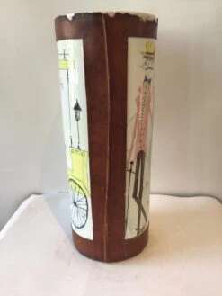 1960s Italian Quadrifoglio Hand Painted Ceramic And Leather Umbrella Stand/Vase -CHAIRISH Shop 1960s italian quadrifoglio hand painted ceramic and leather umbrella standvase 4936