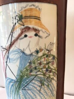 1960s Italian Quadrifoglio Hand Painted Ceramic And Leather Umbrella Stand/Vase -CHAIRISH Shop 1960s italian quadrifoglio hand painted ceramic and leather umbrella standvase 5602