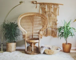 1960s Orange Large Coiled Seagrass And Rattan Basket -CHAIRISH Shop 1960s orange large coiled seagrass and rattan basket 6881