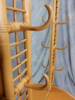 1960's, Sculpted Rattan Cane Mirror Hall Tree Coat Rack -CHAIRISH Shop 1960s sculpted rattan cane mirror hall tree coat rack 1140