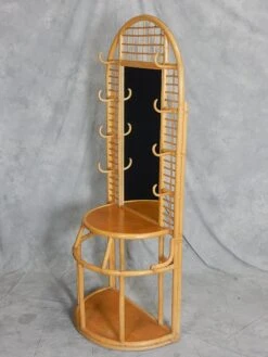 1960's, Sculpted Rattan Cane Mirror Hall Tree Coat Rack -CHAIRISH Shop 1960s sculpted rattan cane mirror hall tree coat rack 5642