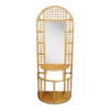 1960's, Sculpted Rattan Cane Mirror Hall Tree Coat Rack