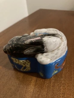 1960s Vintage Blue Two Rabbits Bunny Cat Elephant Trinket Ring Keepsake Box -CHAIRISH Shop 1960s vintage blue two rabbits bunny cat elephant trinket ring keepsake box 1075