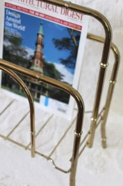 1970s Brass Faux Bamboo Magazine Rack 17 1970s Brass Faux Bamboo Magazine Rack -CHAIRISH Shop 1970s brass faux bamboo magazine rack 0874