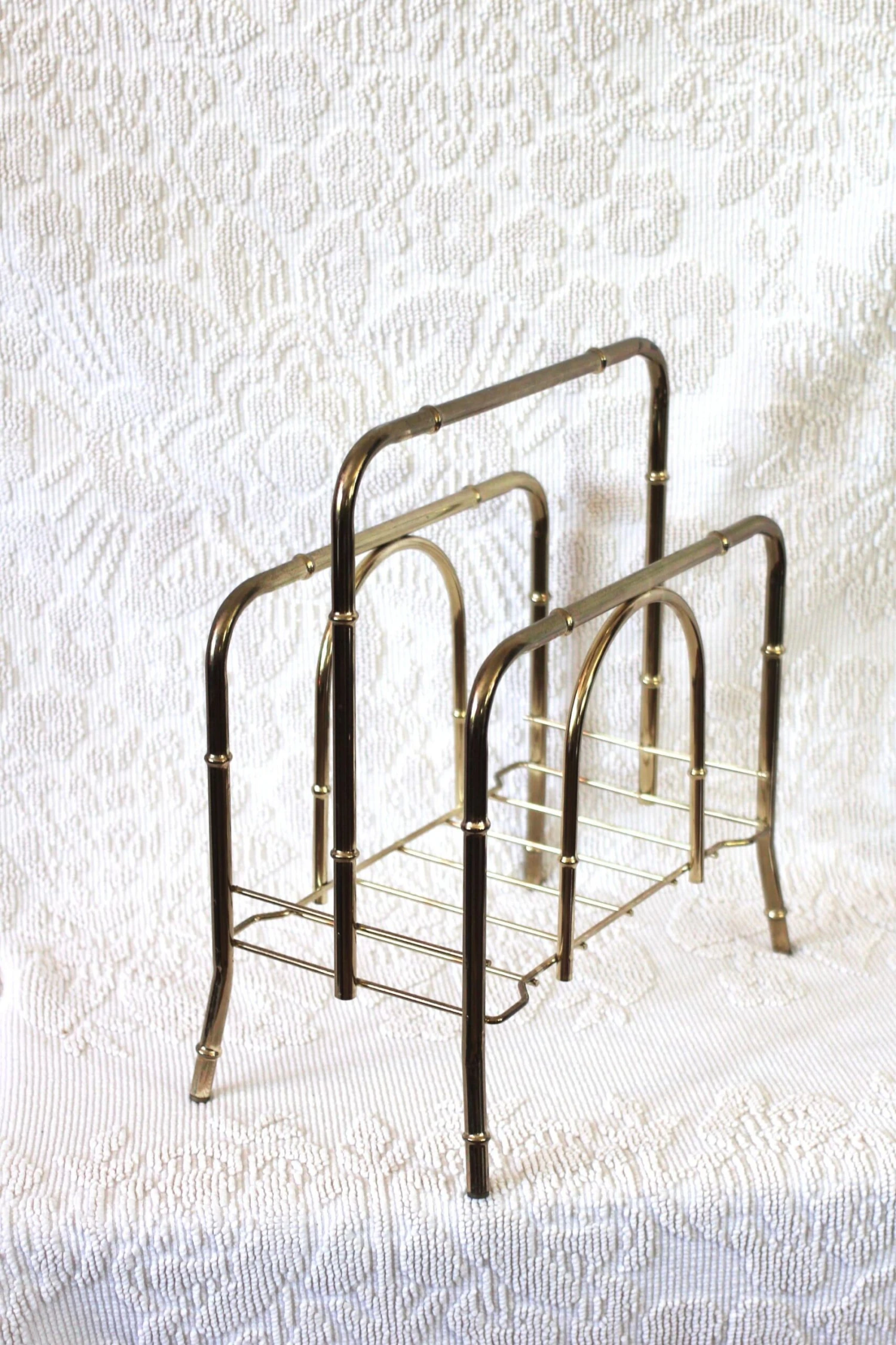 1970s Brass Faux Bamboo Magazine Rack 12 1970s Brass Faux Bamboo Magazine Rack - Image 10
