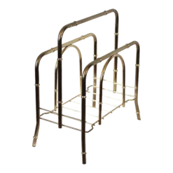1970s Brass Faux Bamboo Magazine Rack