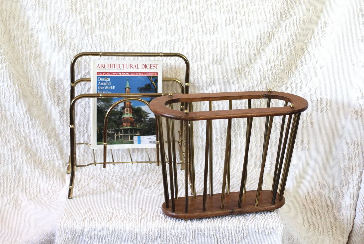 1970s Brass Faux Bamboo Magazine Rack 5 1970s Brass Faux Bamboo Magazine Rack - Image 3