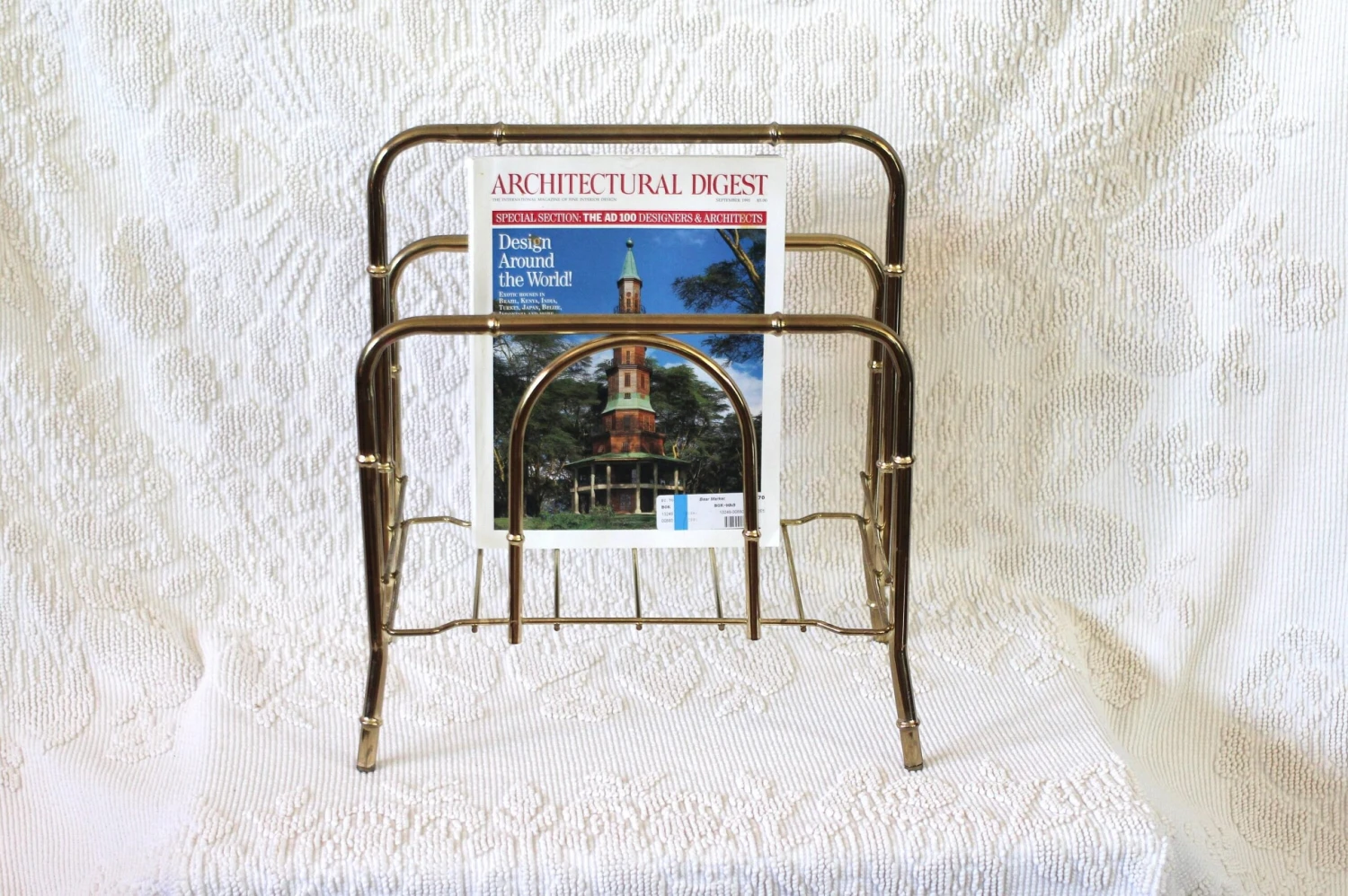 1970s Brass Faux Bamboo Magazine Rack 11 1970s Brass Faux Bamboo Magazine Rack - Image 9