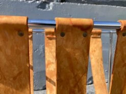 1970s Cognac Saddle Leather & Chrome Magazine Rack -CHAIRISH Shop 1970s cognac saddle leather and chrome magazine rack 0073