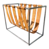 1970s Cognac Saddle Leather & Chrome Magazine Rack -CHAIRISH Shop 1970s cognac saddle leather and chrome magazine rack 7283
