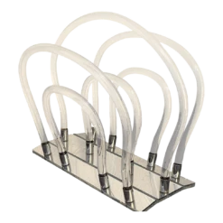 1970s Mid Century Modern Lucite And Chrome Magazine Rack Attributed To Dorothy Thorpe