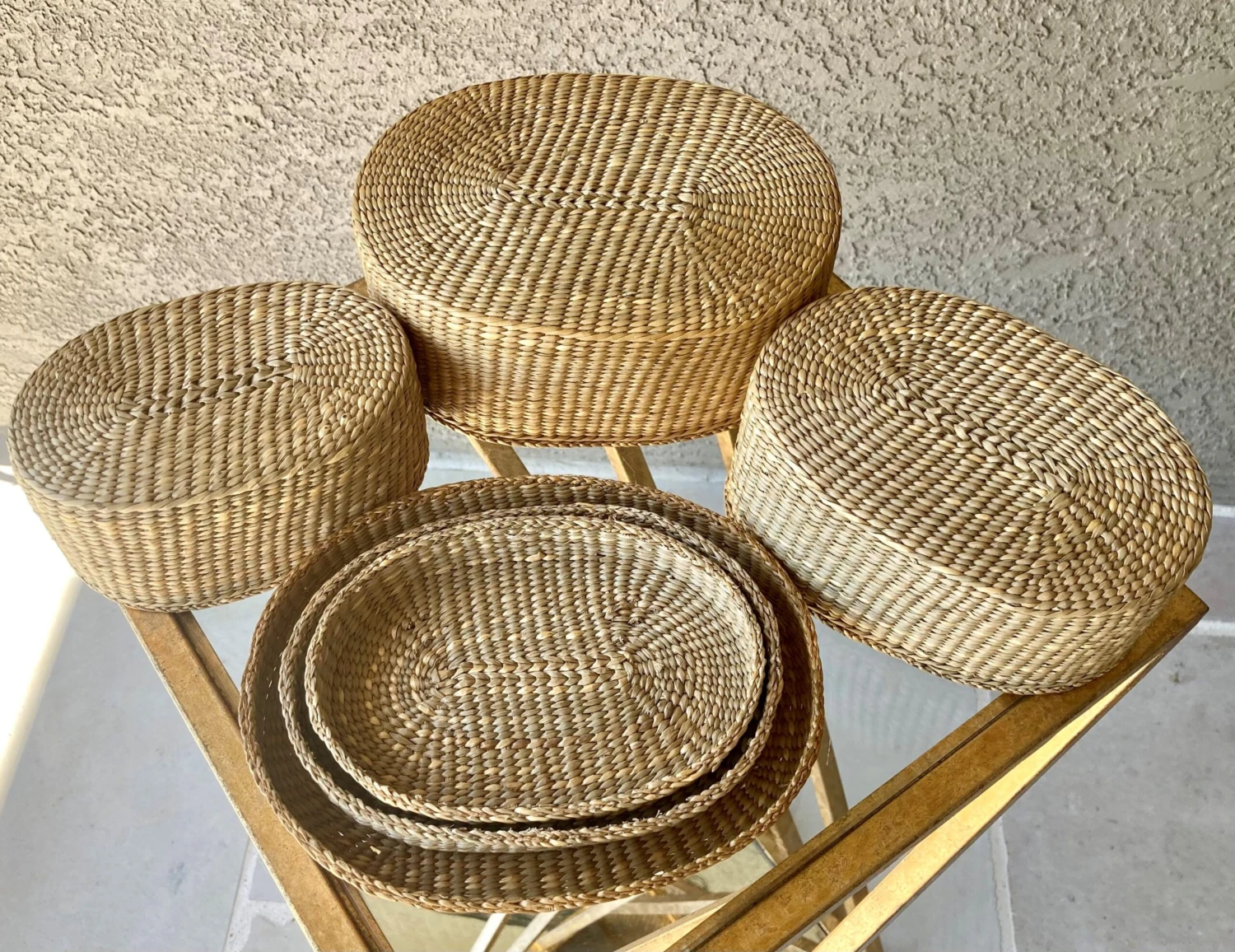 1970s Nesting Lidded Oblong Handwoven Grass Baskets - Set Of 3 12 1970s Nesting Lidded Oblong Handwoven Grass Baskets - Set Of 3 - Image 10