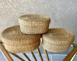 1970s Nesting Lidded Oblong Handwoven Grass Baskets - Set Of 3 17 1970s Nesting Lidded Oblong Handwoven Grass Baskets - Set Of 3 -CHAIRISH Shop 1970s nesting lidded oblong handwoven grass baskets set of 3 8300