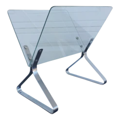 1970s Raymor Glass And Chrome Magazine Rack