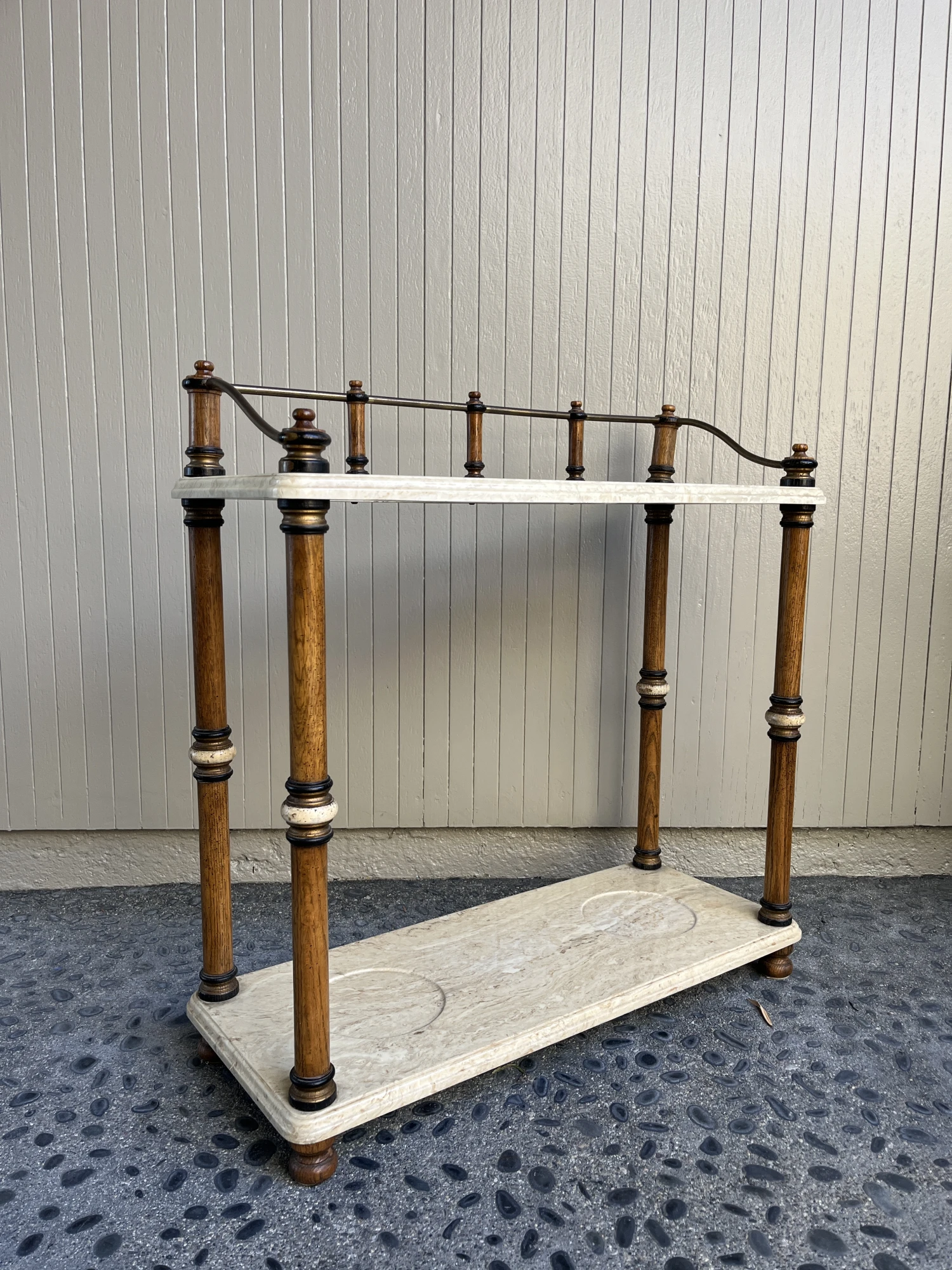 1970s Vintage Marble Umbrella & Plant Stand 5 1970s Vintage Marble Umbrella & Plant Stand - Image 3