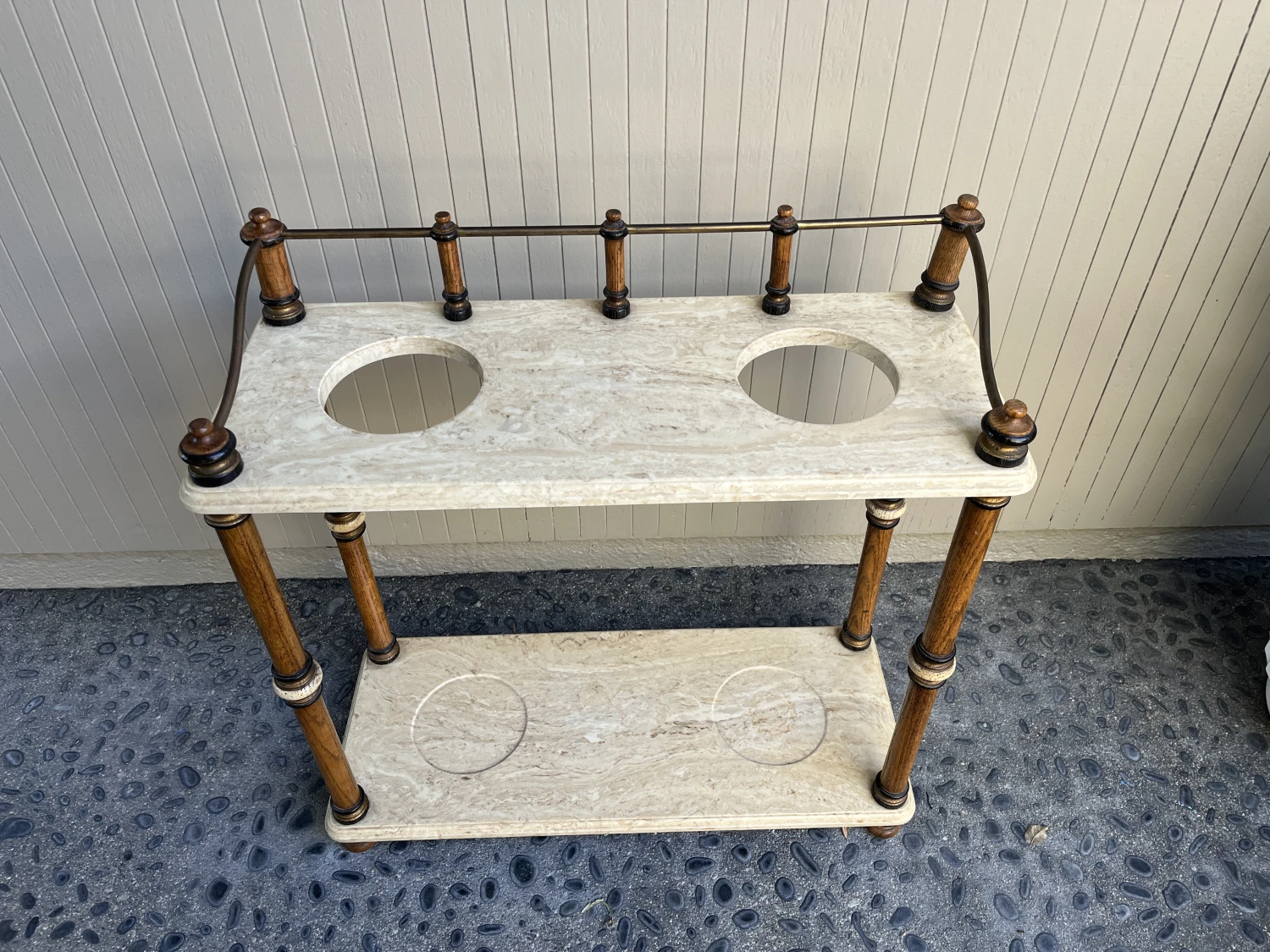 1970s Vintage Marble Umbrella & Plant Stand 4 1970s Vintage Marble Umbrella & Plant Stand - Image 2