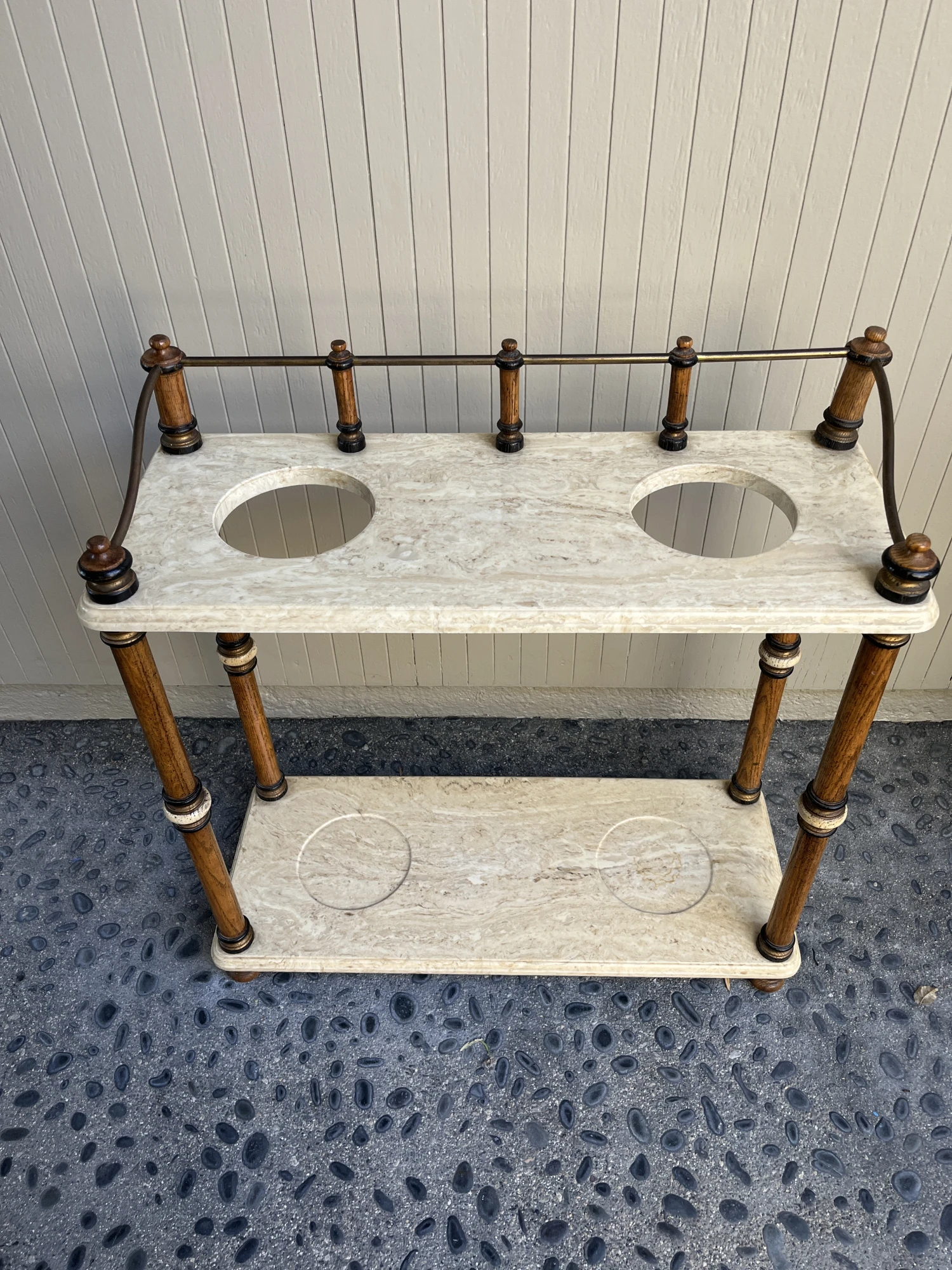 1970s Vintage Marble Umbrella & Plant Stand 6 1970s Vintage Marble Umbrella & Plant Stand - Image 4