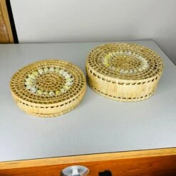 1970s Vintage Nesting Shelled Baskets- A Pair -CHAIRISH Shop 1970s vintage nesting shelled baskets a pair 3973