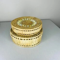 1970s Vintage Nesting Shelled Baskets- A Pair -CHAIRISH Shop 1970s vintage nesting shelled baskets a pair 7344