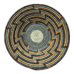 1980s African Hand-Made Geometric Pattern Woven Basket